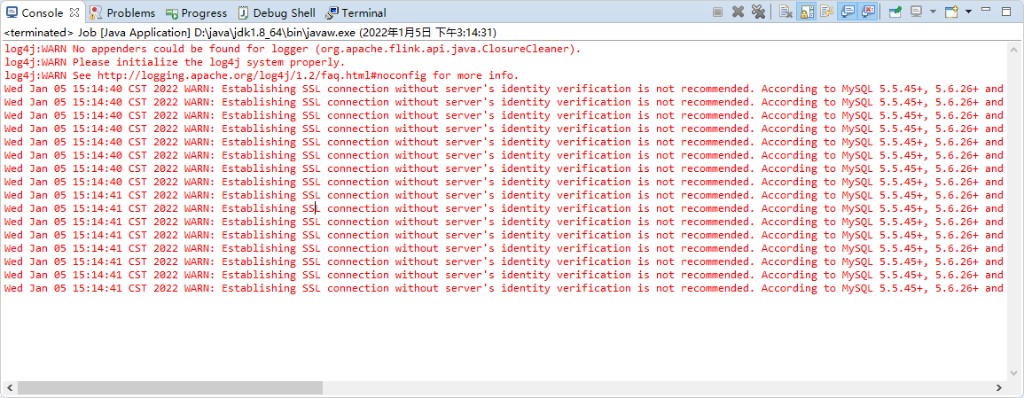 WARN: Establishing SSL connection without server's identity verification is not recommended